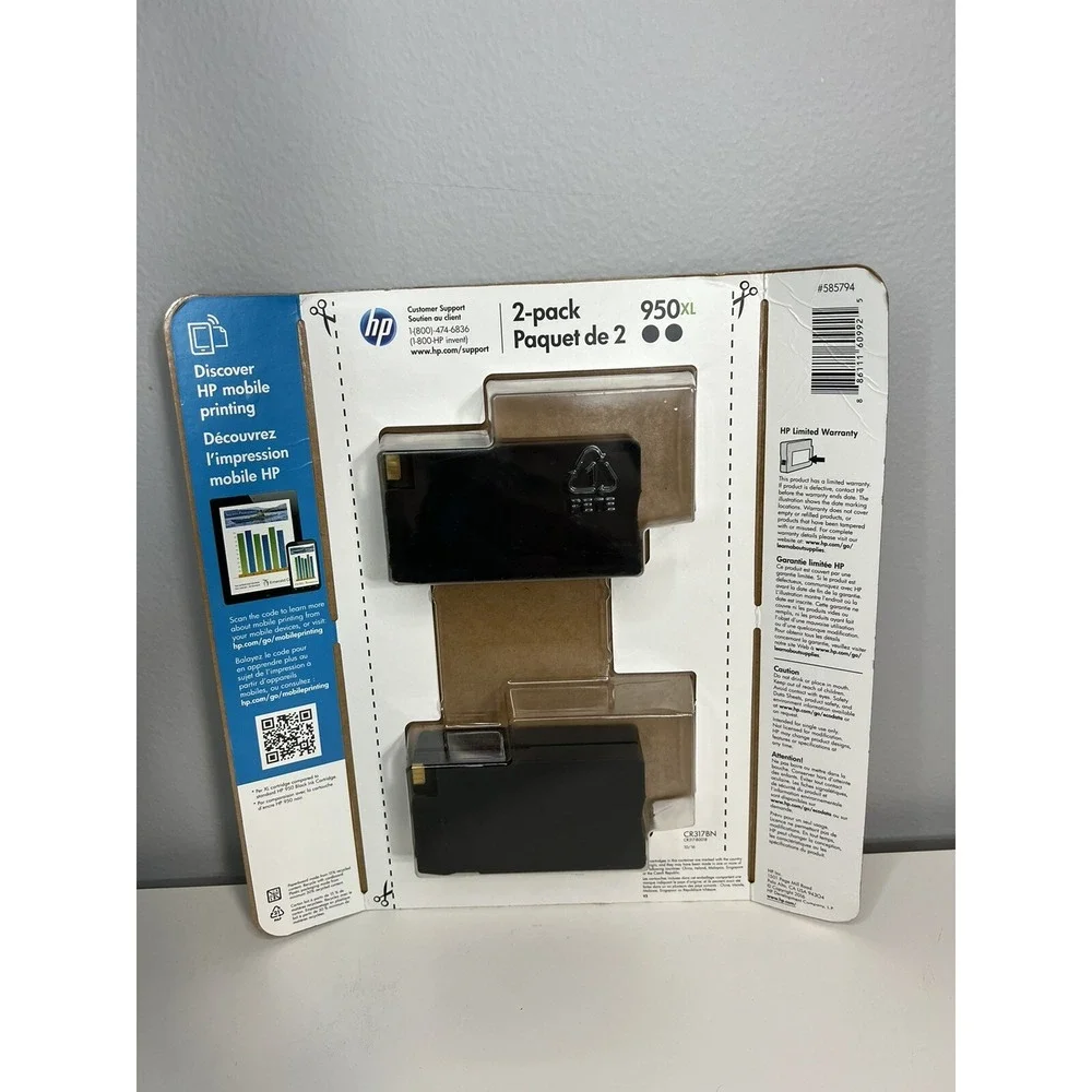 Genuine HP 950XL High Yield -‎ 2 Pack - Black Retail Box - Warranty Date 12/2021